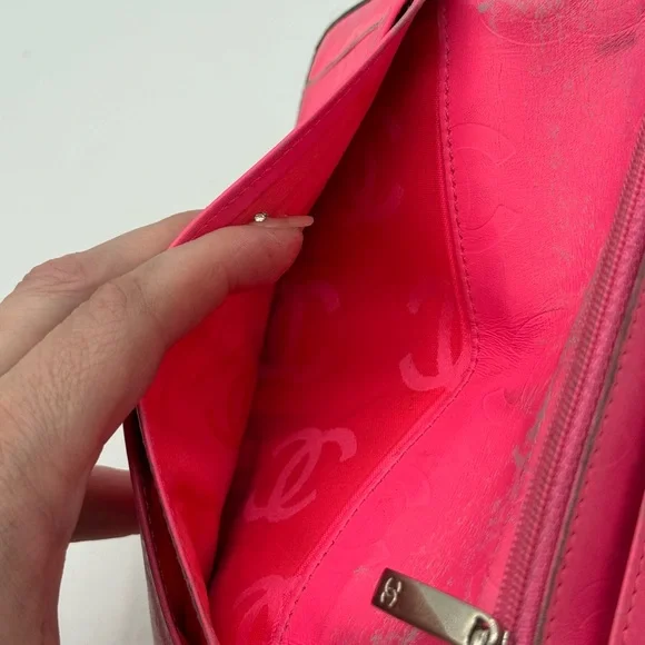 Chanel Cambon Ligne Long Wallet Black Lambskin Pink Series 10 w/ Holo, Auth Card - Picture 13 of 16